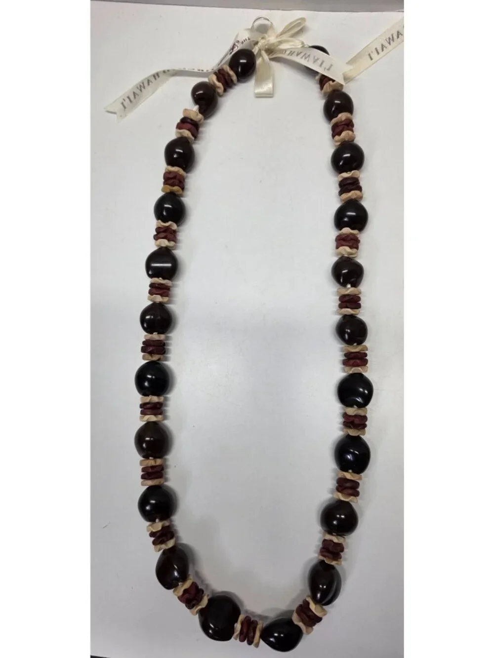 Fairmont Orchid Hawaii Hawaiian Lei Lot of 2 Kukui Nut Shell Beaded Necklaces